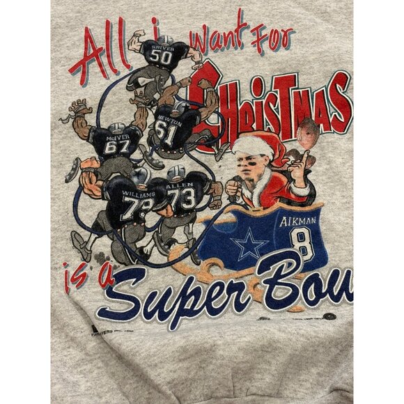 Vtg 1998 Dallas Cowboys All I want for Christmas is a Super Bowl Sweatshirt XL - Picture 5 of 7